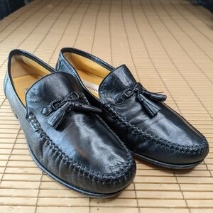 Massimo Emporio Men Black Leather Loafers Tassel  Shoes Size 8.5M.  156pm